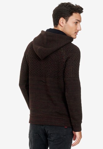 Rusty Neal Cooler Grobstrick-Pullover mit Kapuze in Rot