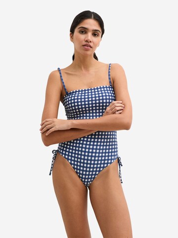 Marc O'Polo Bralette Swimsuit ' Shiny ' in Blue: front