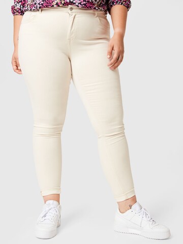 ONLY Carmakoma Skinny Jeans 'Willy' in Beige: voorkant