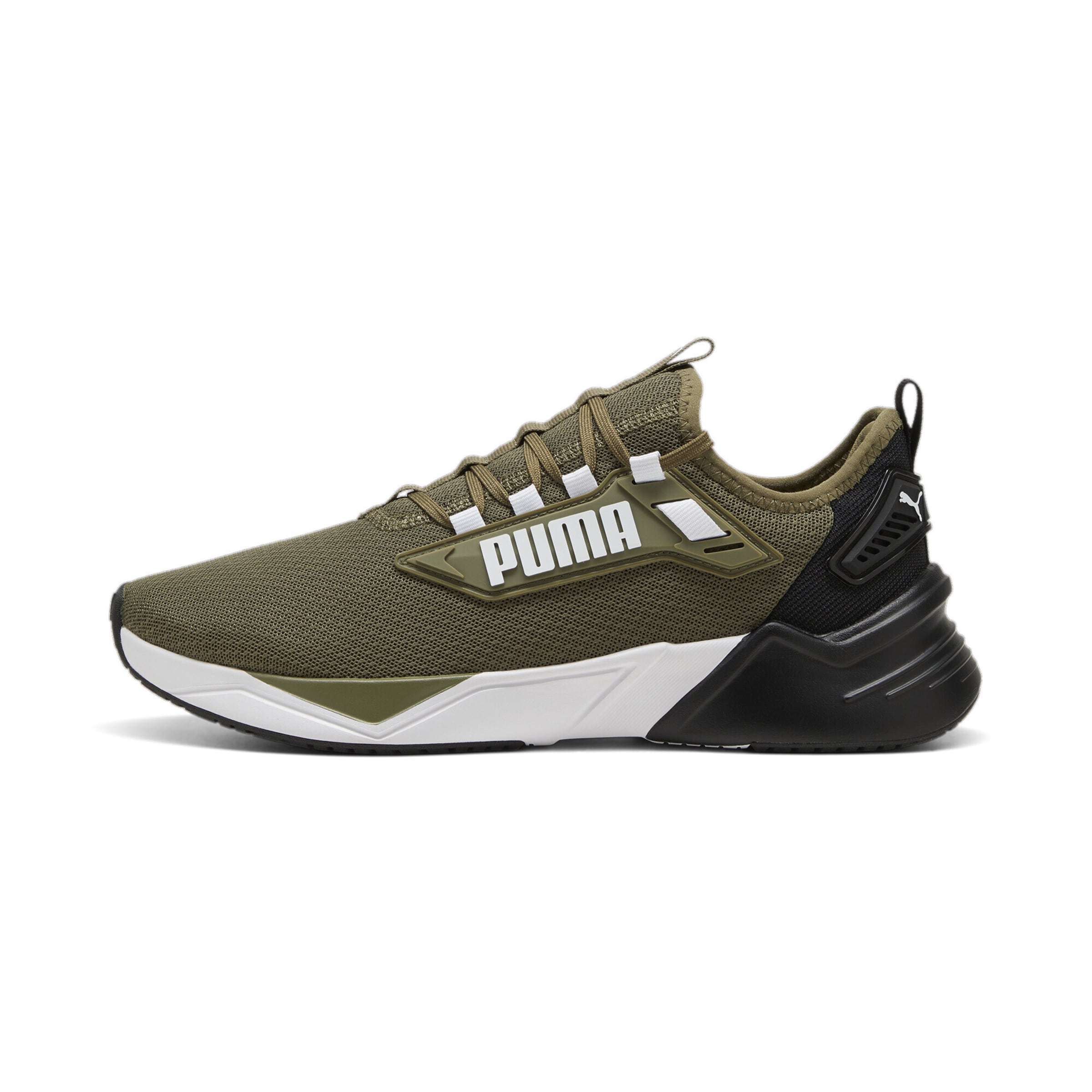 PUMA Laufschuh 'Retaliate 3' in grün / khaki / dunkelgrün / weiß, Produktansicht