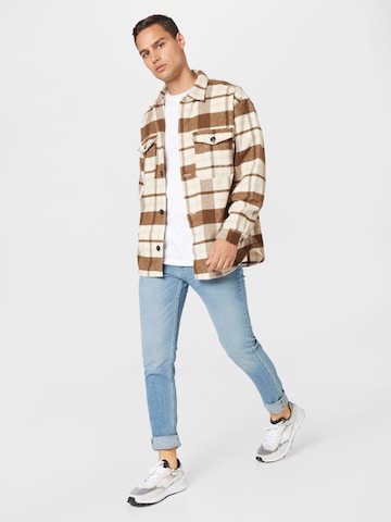 JACK & JONES Regular fit Button Up Shirt in Beige