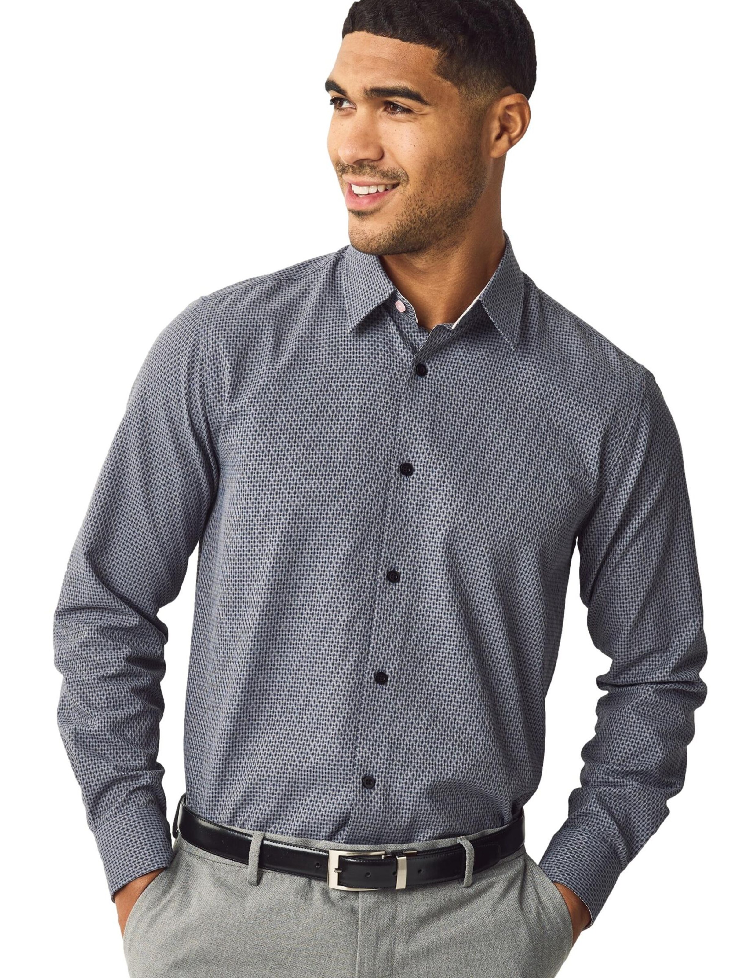 Next Regular fit Button Up Shirt in Blue