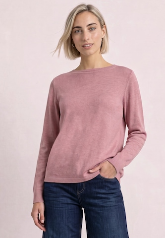 STREET ONE Basic Pullover mit U-Boot-Ausschnitt in Pink: Vorderseite
