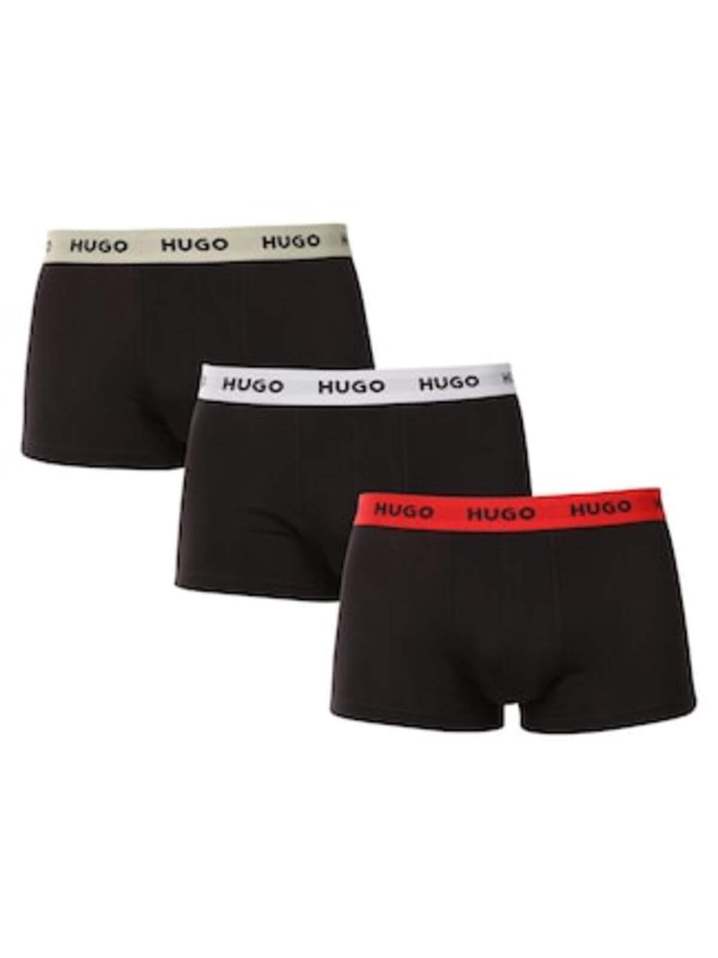 HUGO BOSS - Calzoncillo boxer 'Set 3 boxeri barbati HUGO negri, confortabili, din materiale premium, bumbac' en negro: frente