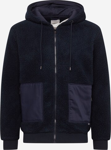 !Solid Fleece Jacket in Blue: front