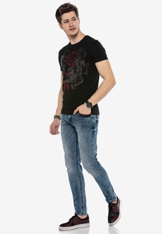 CIPO & BAXX T-Shirt CBJ TIGER mit Pailletten Print in Schwarz