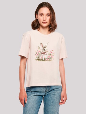 F4NT4STIC Shirt 'Niedlicher Osterhase Mit Blumen' in Roze: voorkant