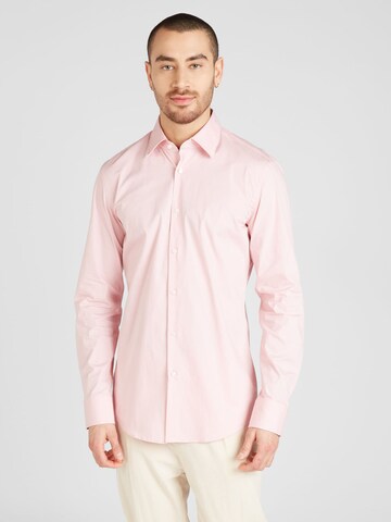 BOSS Slim fit Button Up Shirt 'HANK' in Pink: front