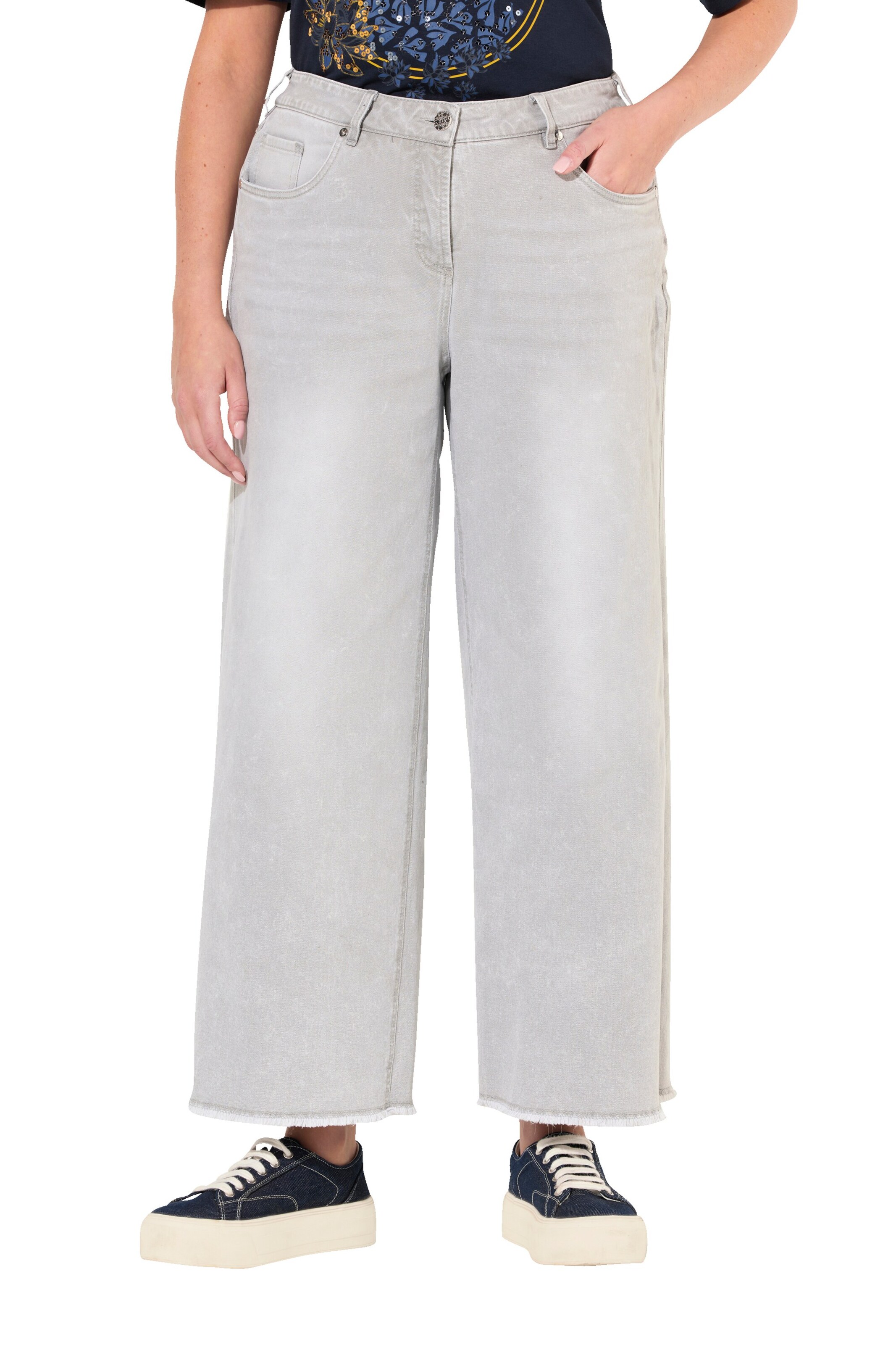 Ulla Popken Wide leg Jeans in Grey