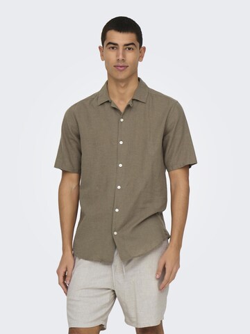 Only & Sons Regular Fit Skjorte 'CAIDEN' i brun: forside
