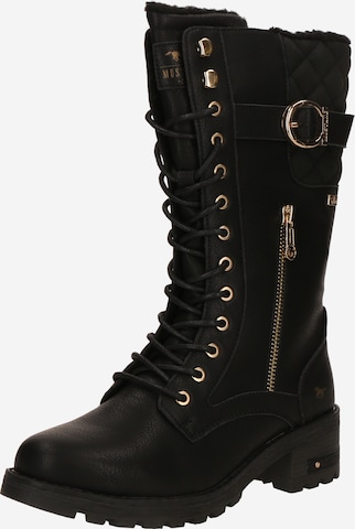 MUSTANG Lace-Up Boots in Black: front
