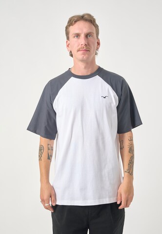 Cleptomanicx Shirt 'Boxy Tee Ligull College' in Grey: front