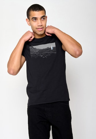 Maglietta 'Nature Cliffsail' di GREENBOMB in nero: frontale