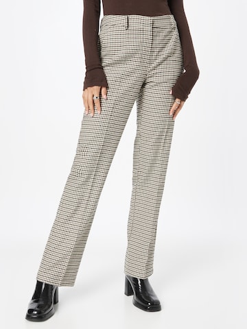 MORE & MORE Regular Trousers with creases 'Higgins' in Brown: front