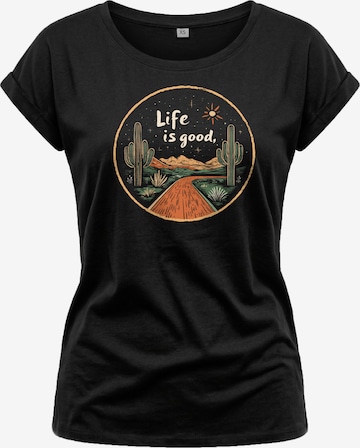 MAKAYA Shirt 'Life is good' in Black: front