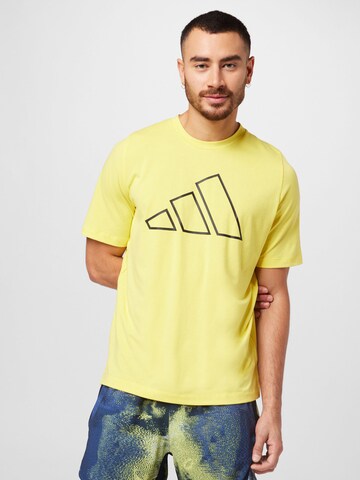 ADIDAS PERFORMANCE Performance shirt 'Train Icons 3-Bar' in Yellow: front