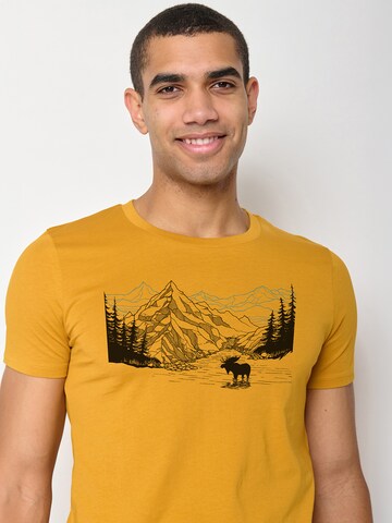 GREENBOMB Shirt 'Nature Moose Mountain' in Yellow