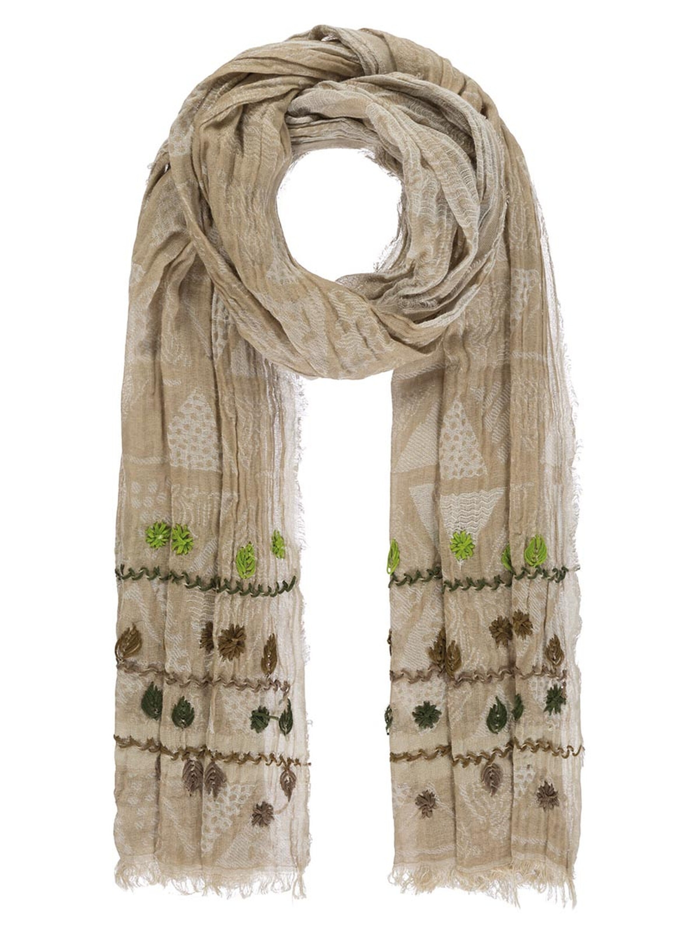 Passigatti Wrap 'Schal Herren mit Stickereien' in Beige: front