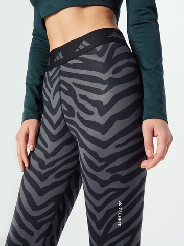 ADIDAS PERFORMANCE Skinny Sportovní kalhoty 'Hyperglam Techfit High-Waisted Zebra' – šedá