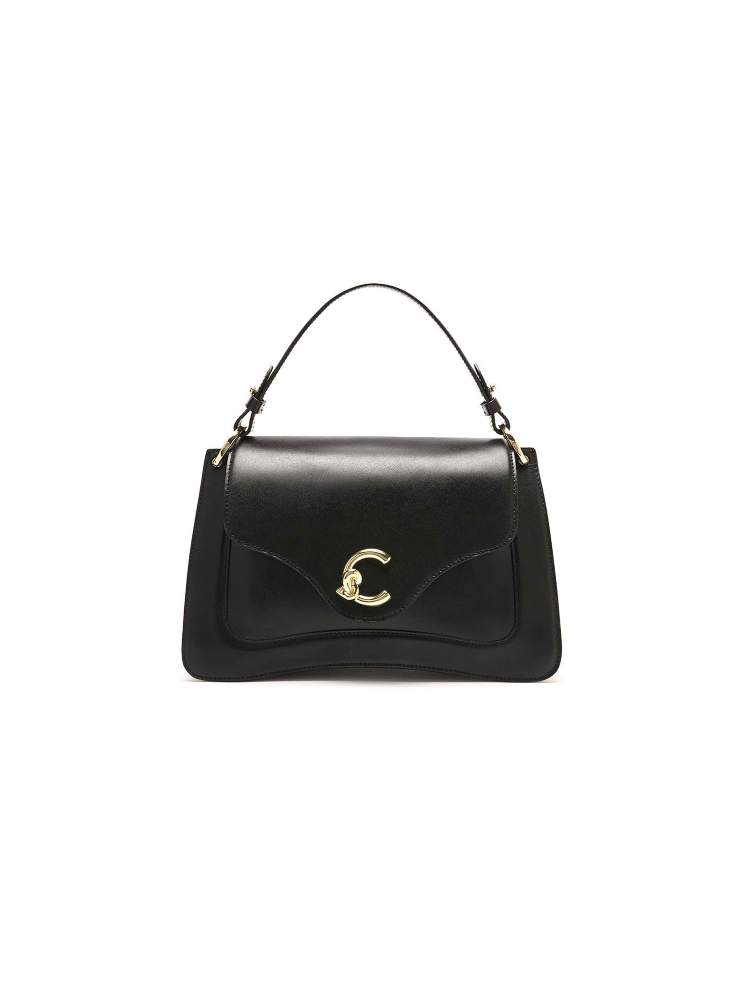 Coccinelle Handtas 'Coccinelle C-Me Calf Handbag Calf Smooth Leather' in Zwart: voorkant