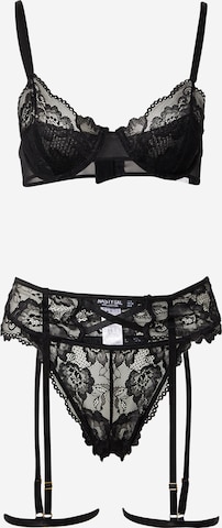 Nasty Gal - Soutien de tecido Conjuntos de lingerie em preto: frente