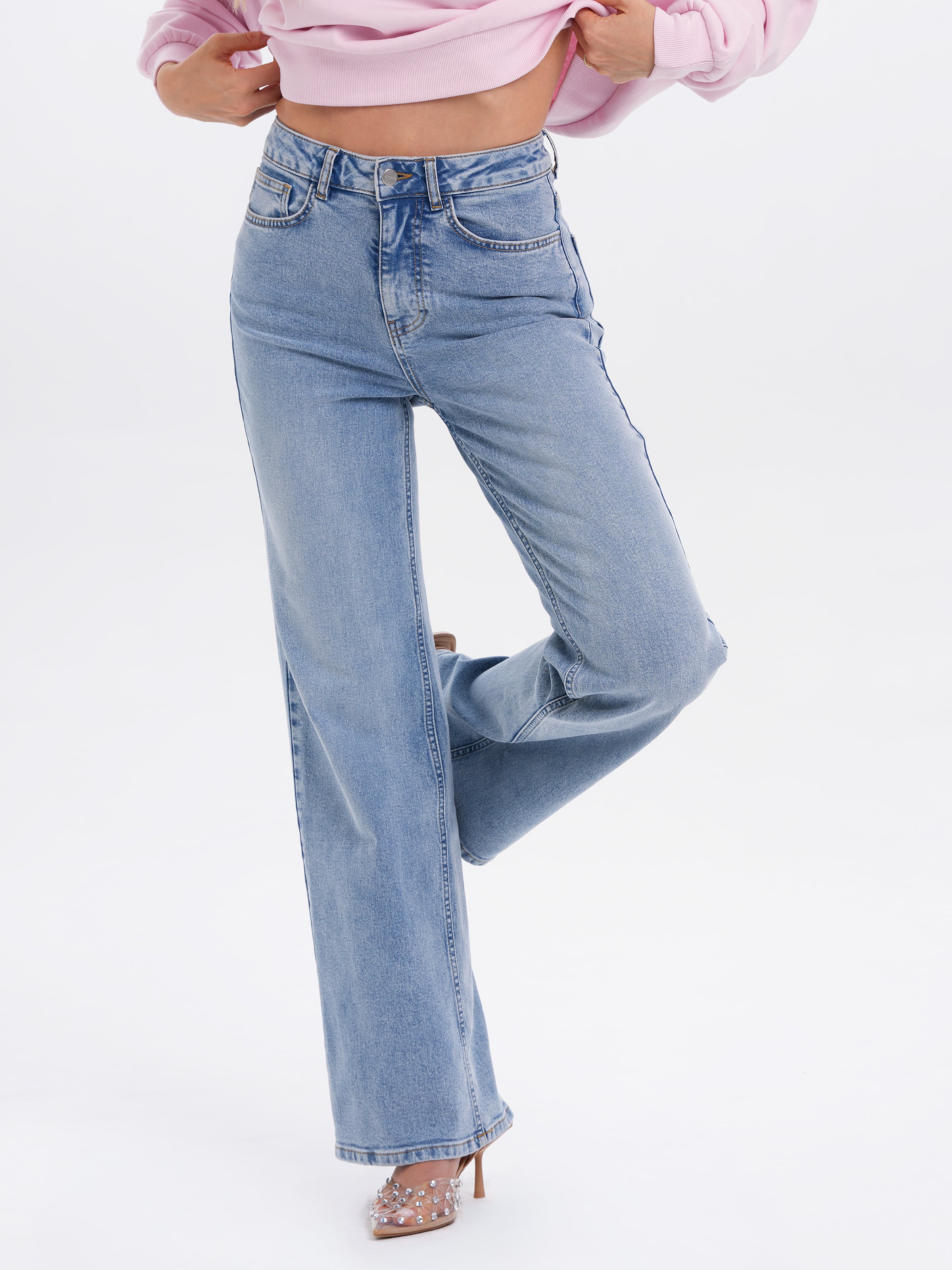 MYLAVIE by Sarah Harrison Wide leg Τζιν σε μπλε: μπροστά