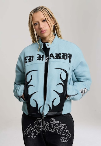 Ed Hardy Övergångsjacka ' Gothic Flames ' i blå: framsida