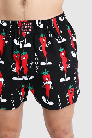 Lousy Livin Boxer shorts 'Pizza & Chilli' in Black