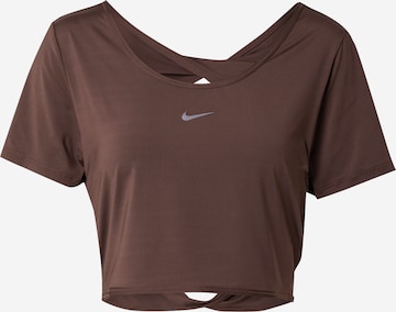 NIKE Performance Shirt 'ONE CLASSIC' in Brown: front