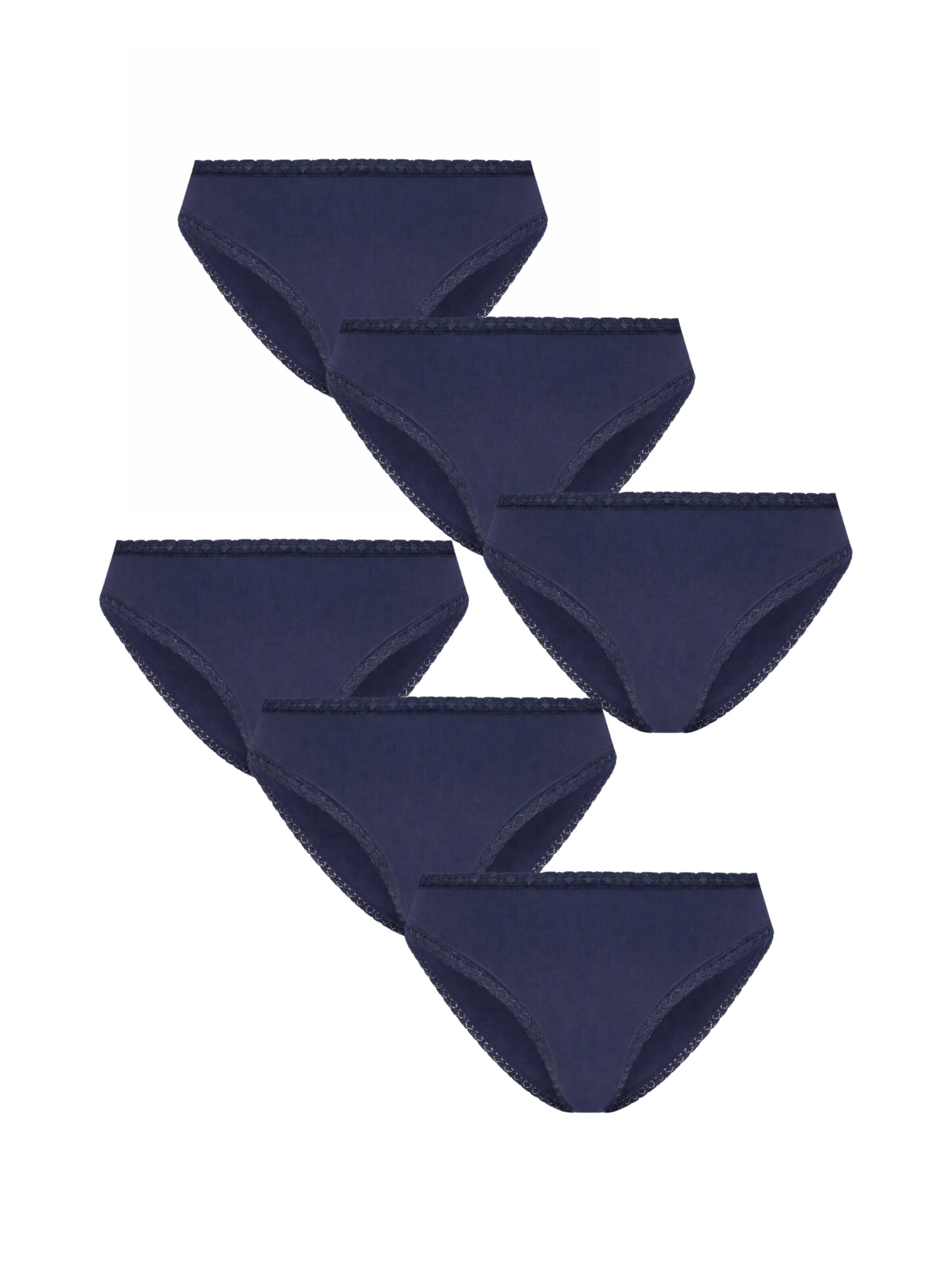 Albero Natur Panty 'Bio-Baumwoll-Slip mit Spitze – 6er Pack' in Blue: front