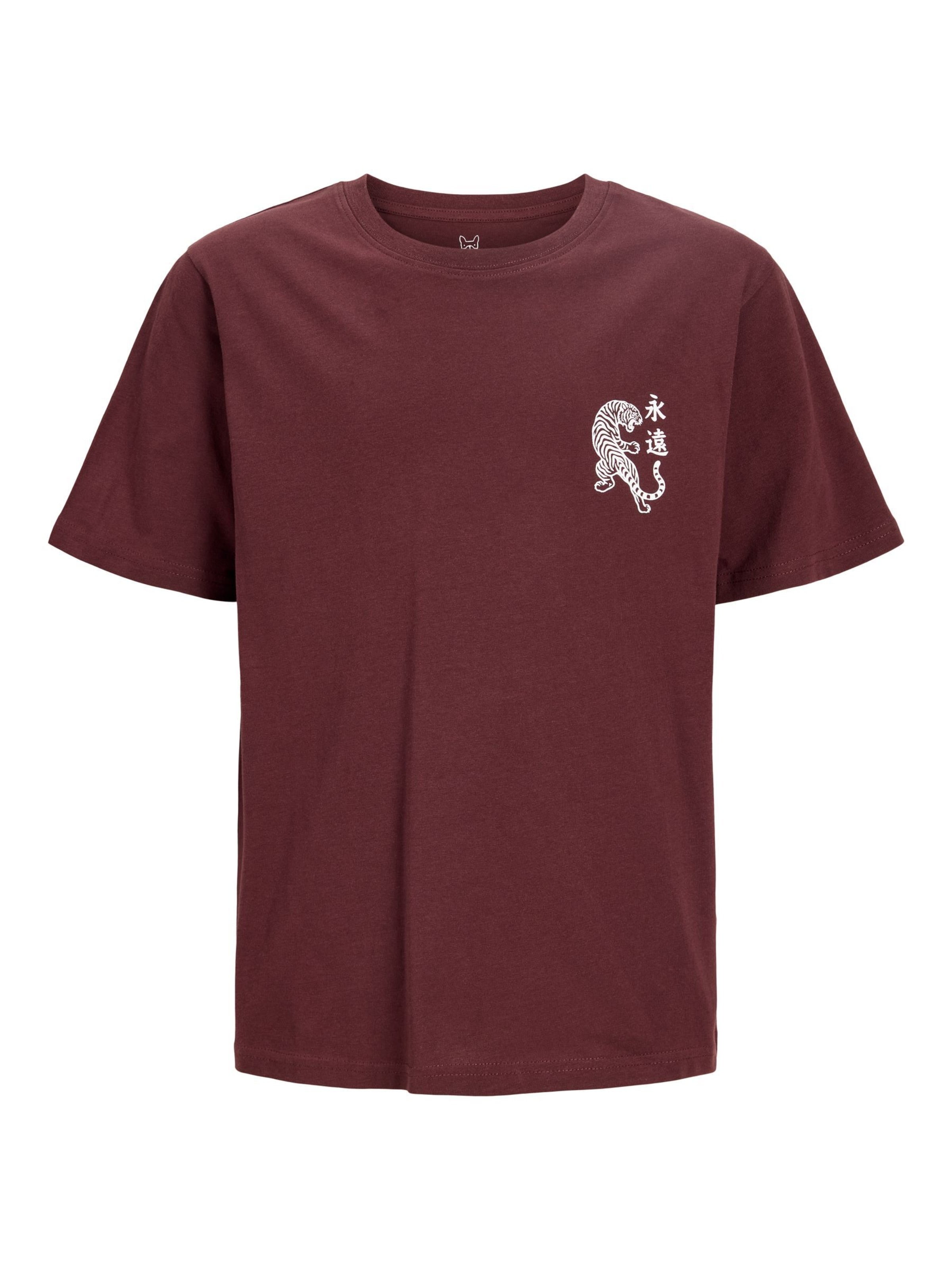 Jack & Jones Junior Shirt in 140 in de kleur Roestbruin / Wit, Productweergave