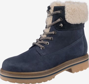 Klondike Lace-Up Ankle Boots in Blue: front