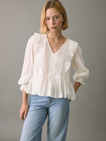 MANGO TEEN Блуза в бяло: отпред