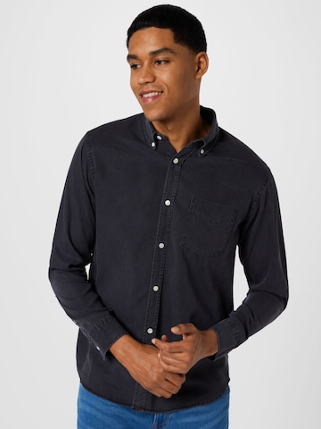 NN07 - Ajuste confortable Camisa 'Levon' en negro: frente