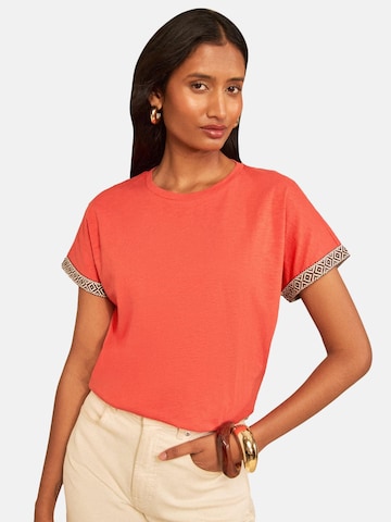 Tricou de la love & roses pe portocaliu: față