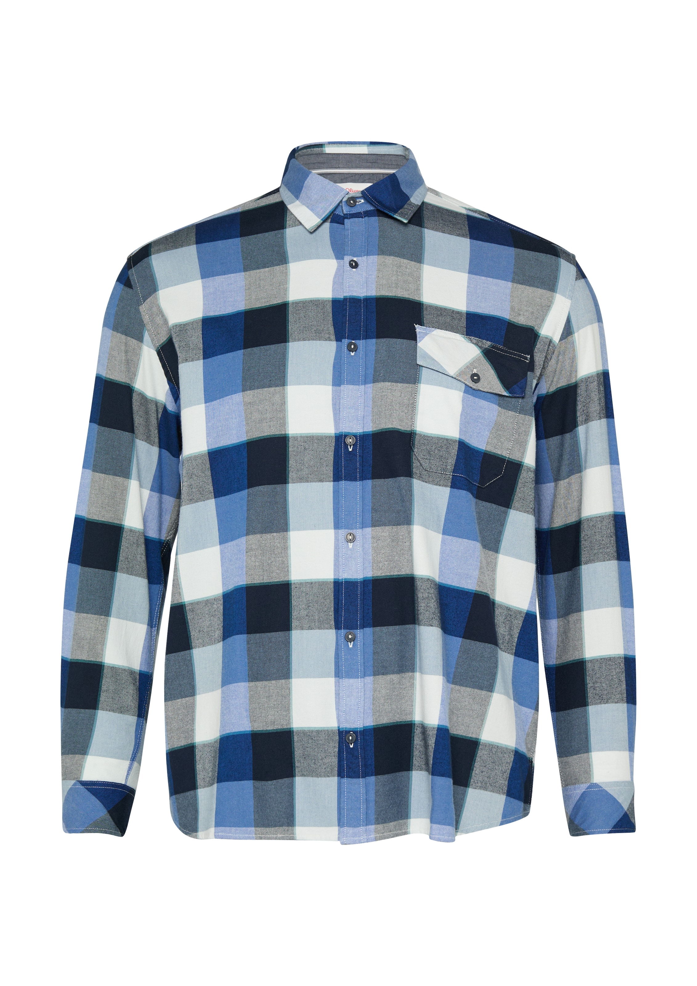 s.Oliver Men Big Sizes Button Up Shirt in Blue: front