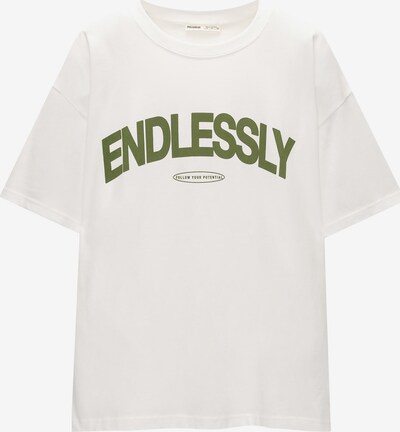 Pull&Bear T-shirt en vert foncé / blanc, Vue avec produit