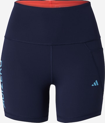 ADIDAS PERFORMANCE Skinny Workout Pants 'Adizero Lite' in Blue: front