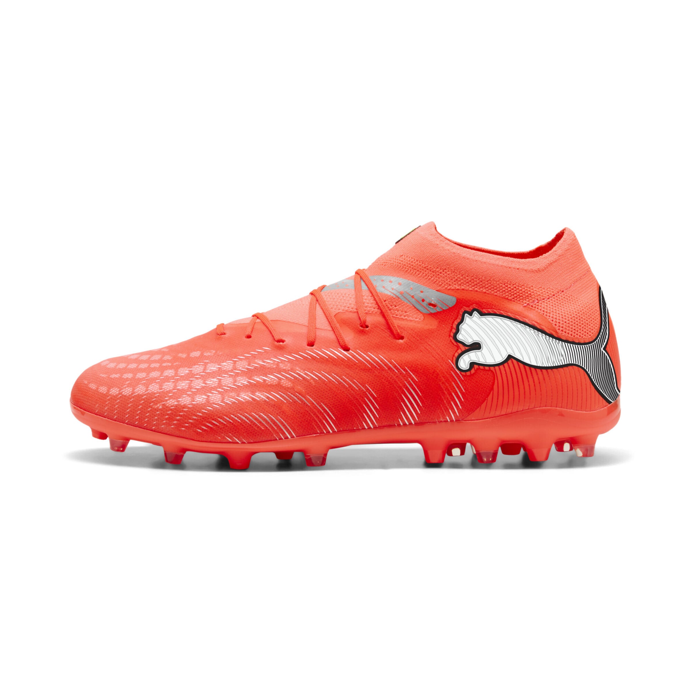 PUMA Voetbalschoen 'Future 9 Pro' in de kleur Zilvergrijs / Neonrood, Productweergave