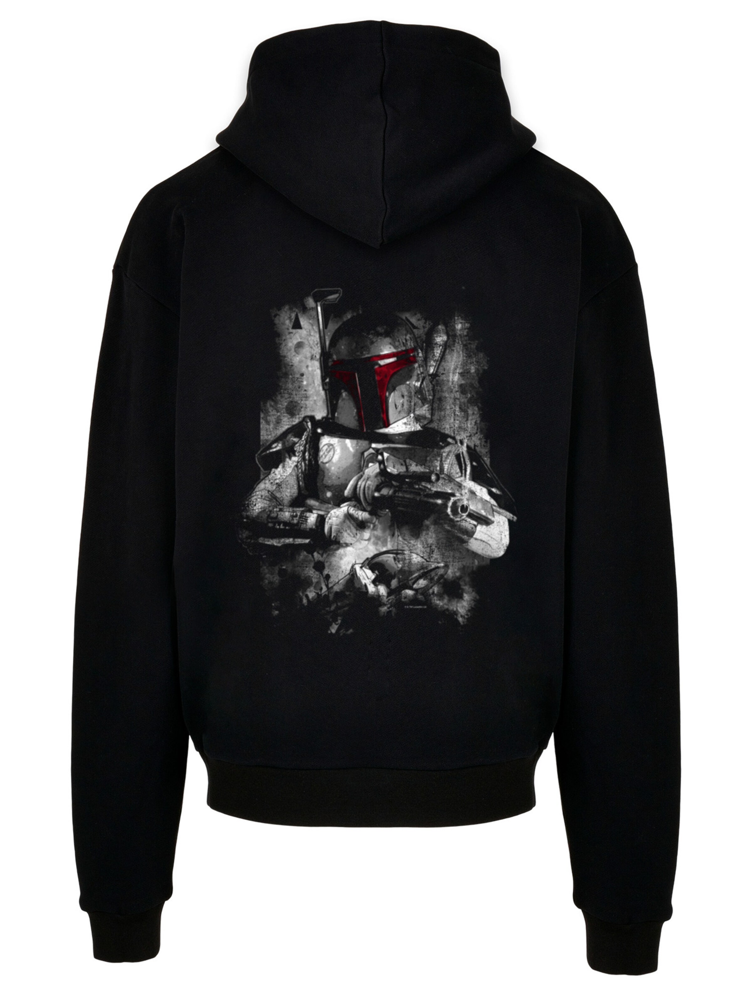 Sweat-shirt 'Star Wars Boba Fett Distressed' F4NT4STIC en noir : devant