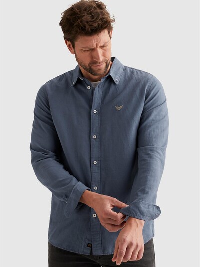 PME Legend Overhemd 'Shirt in cotton/linen with garment-dye wash' in S in de kleur Donkerblauw, Productweergave