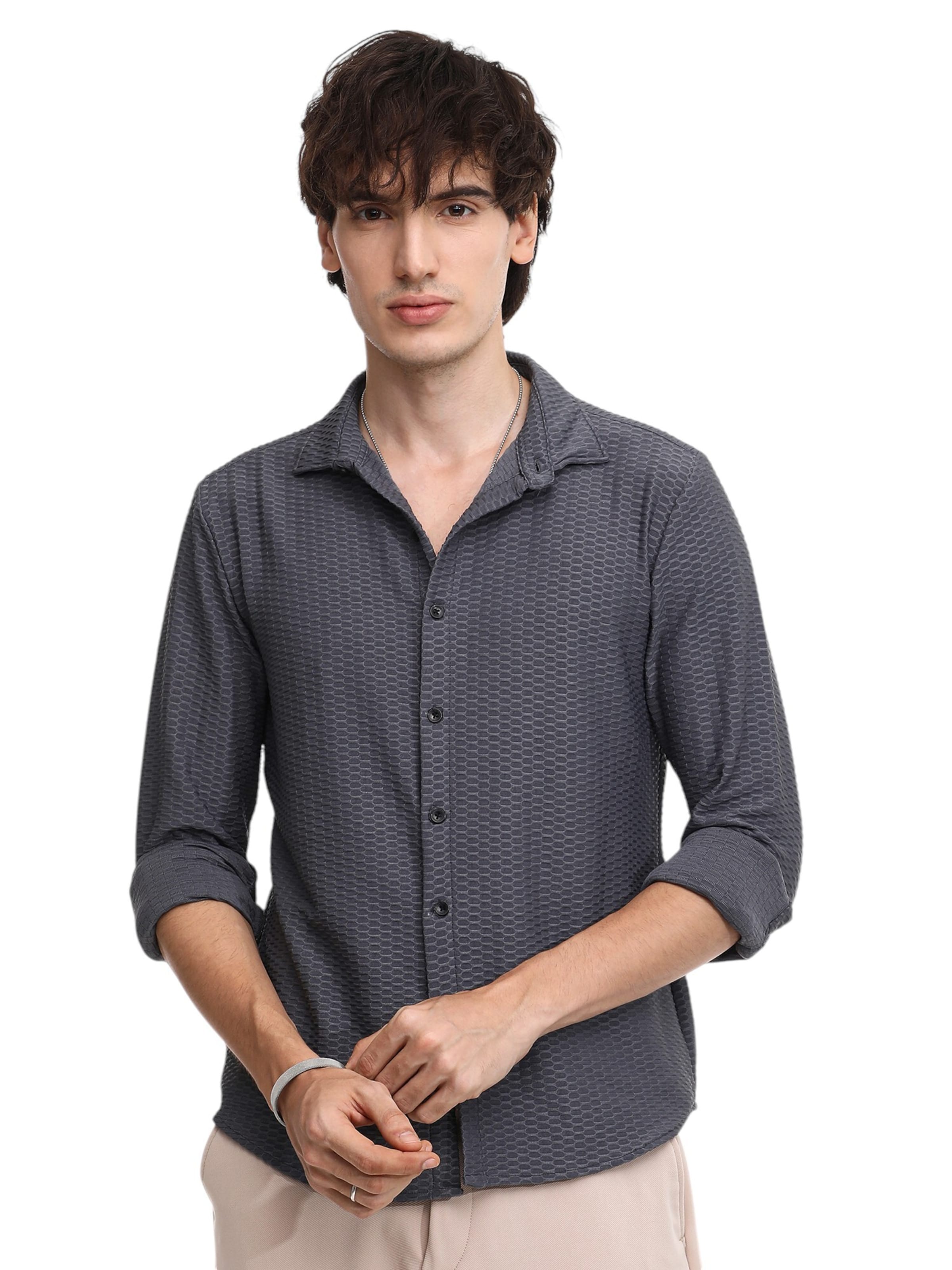 Campus Sutra Regular fit Πουκάμισο ' Wendy ' σε γκρι: μπροστά