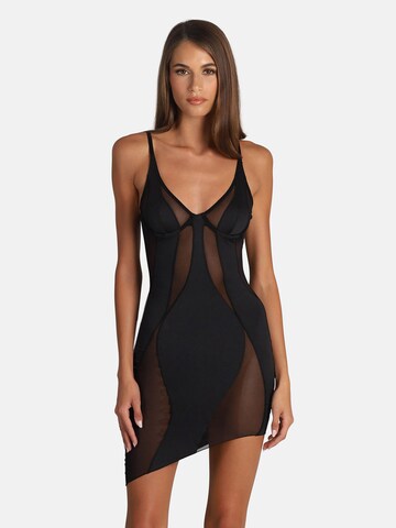 OW Collection Kleid 'SWIRL' in Schwarz: Vorderseite