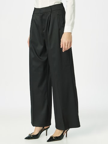 MOS MOSH Wide leg Pleat-front trousers in Black: front