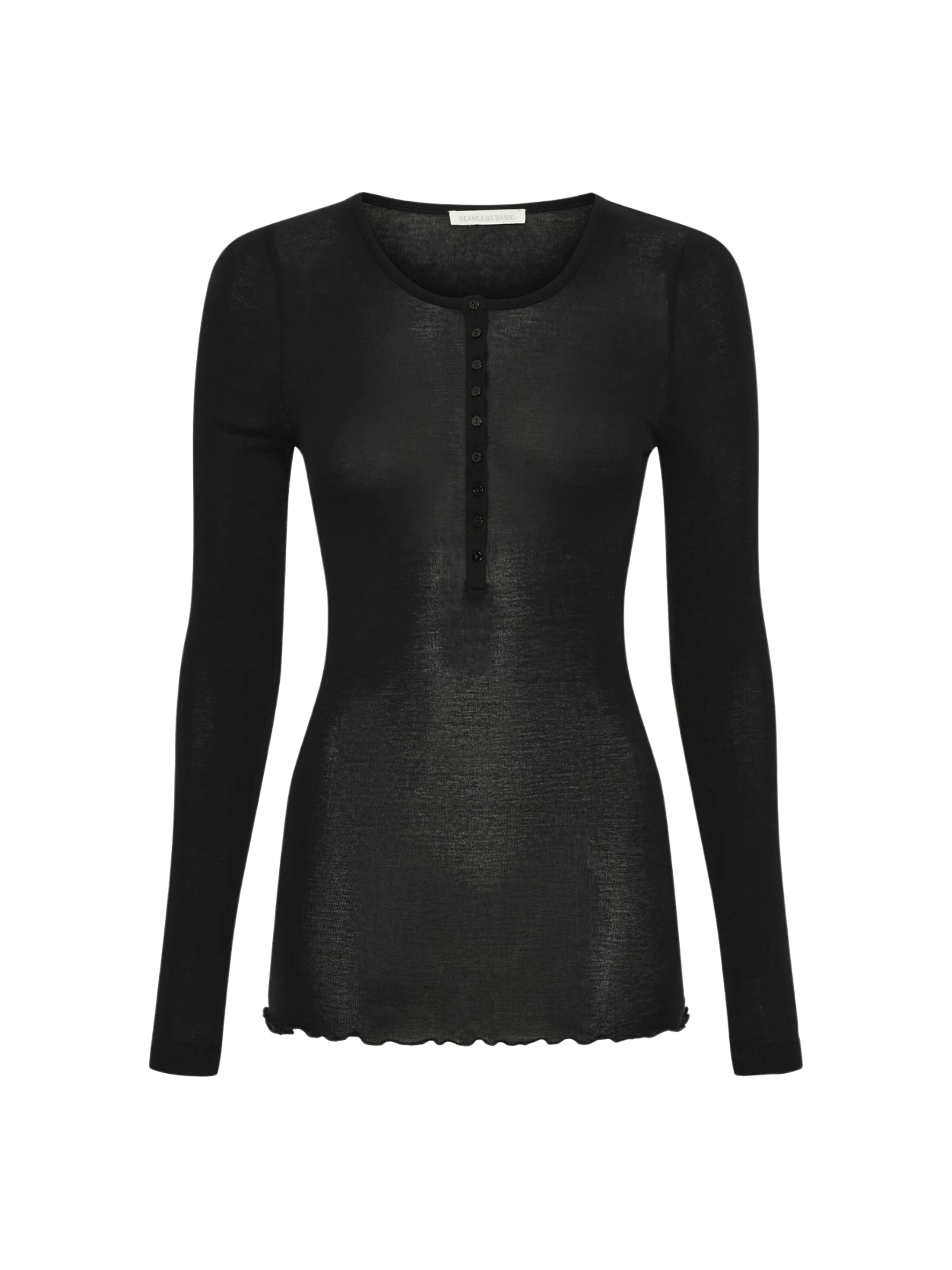 Seamless Basic Shirt 'Granddad' in Black: front