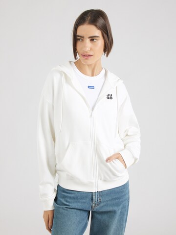 HUGO Zip-Up Hoodie 'Dalfine' in White: front
