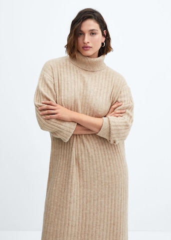 MANGO Knitted dress 'TALDORIN' in Beige