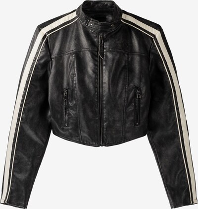 Bershka Prehodna jakna | črna / off-bela barva, Prikaz izdelka
