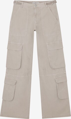 Pull&Bear Wide leg Cargo Jeans in Beige: front