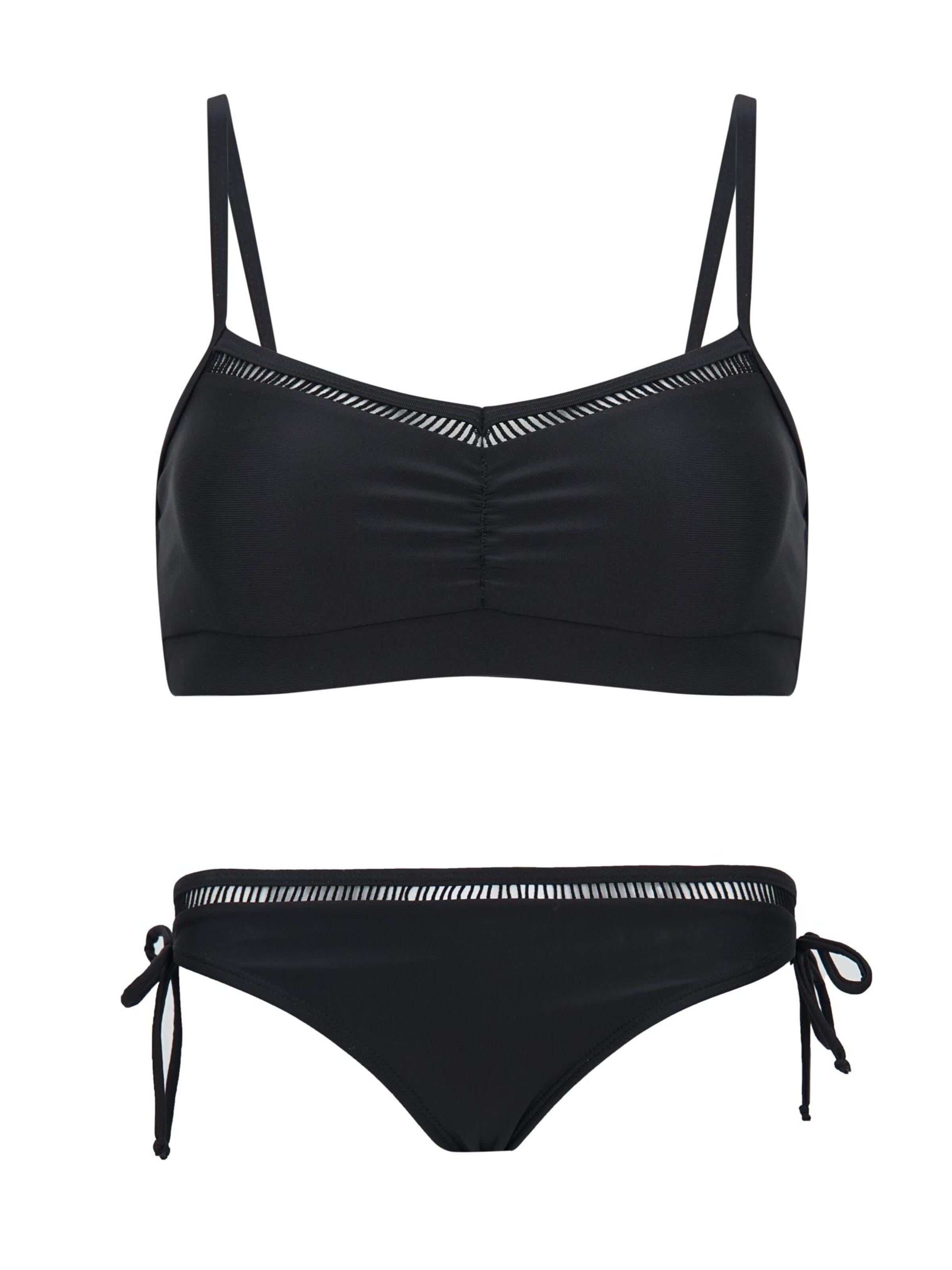 La V Triangel Bikini 'Bikini classic met kant detail' in Zwart: voorkant